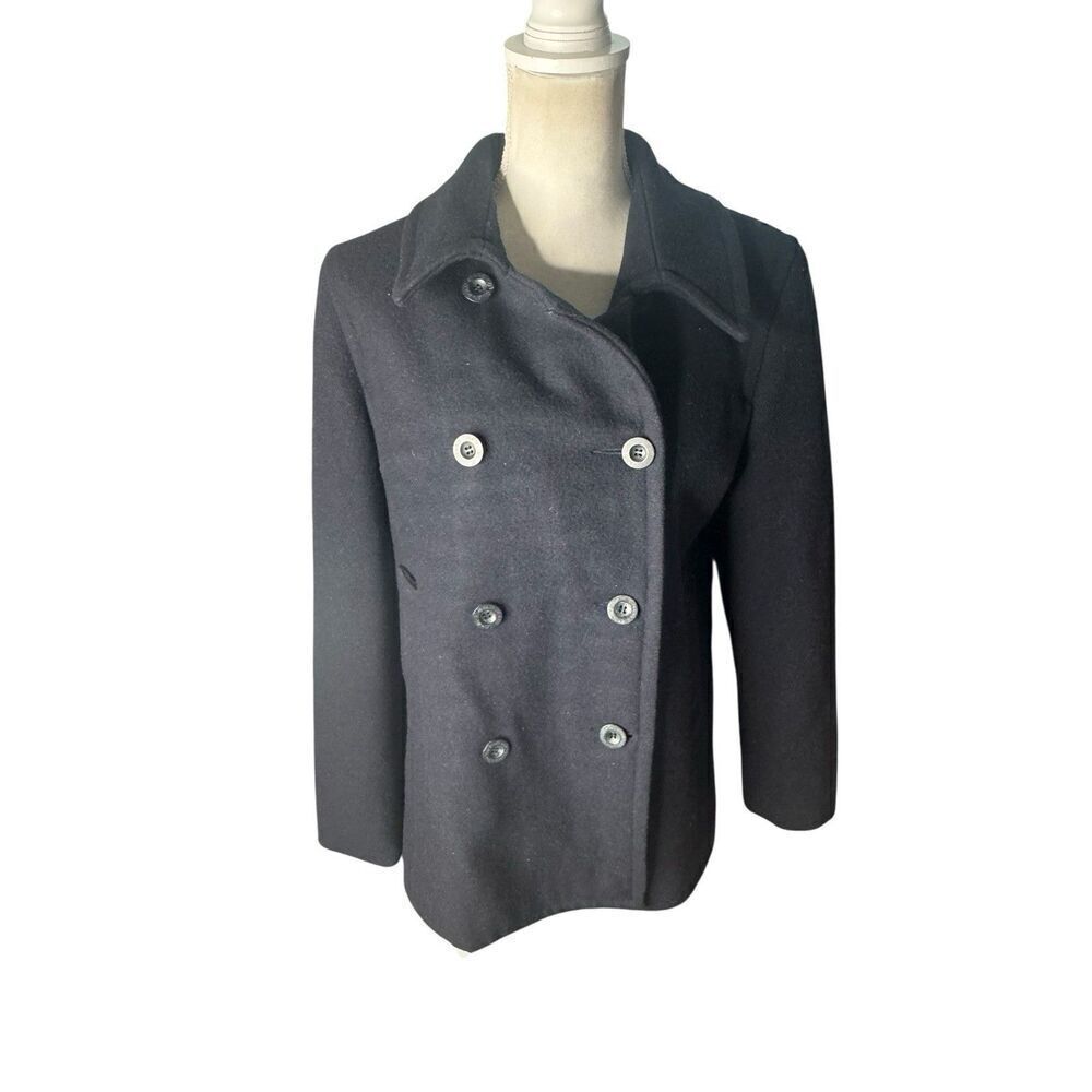 Ralph Lauren Polo Jeans Co. Women's L Peacoat Dark Gray Black Wool Blend Winter